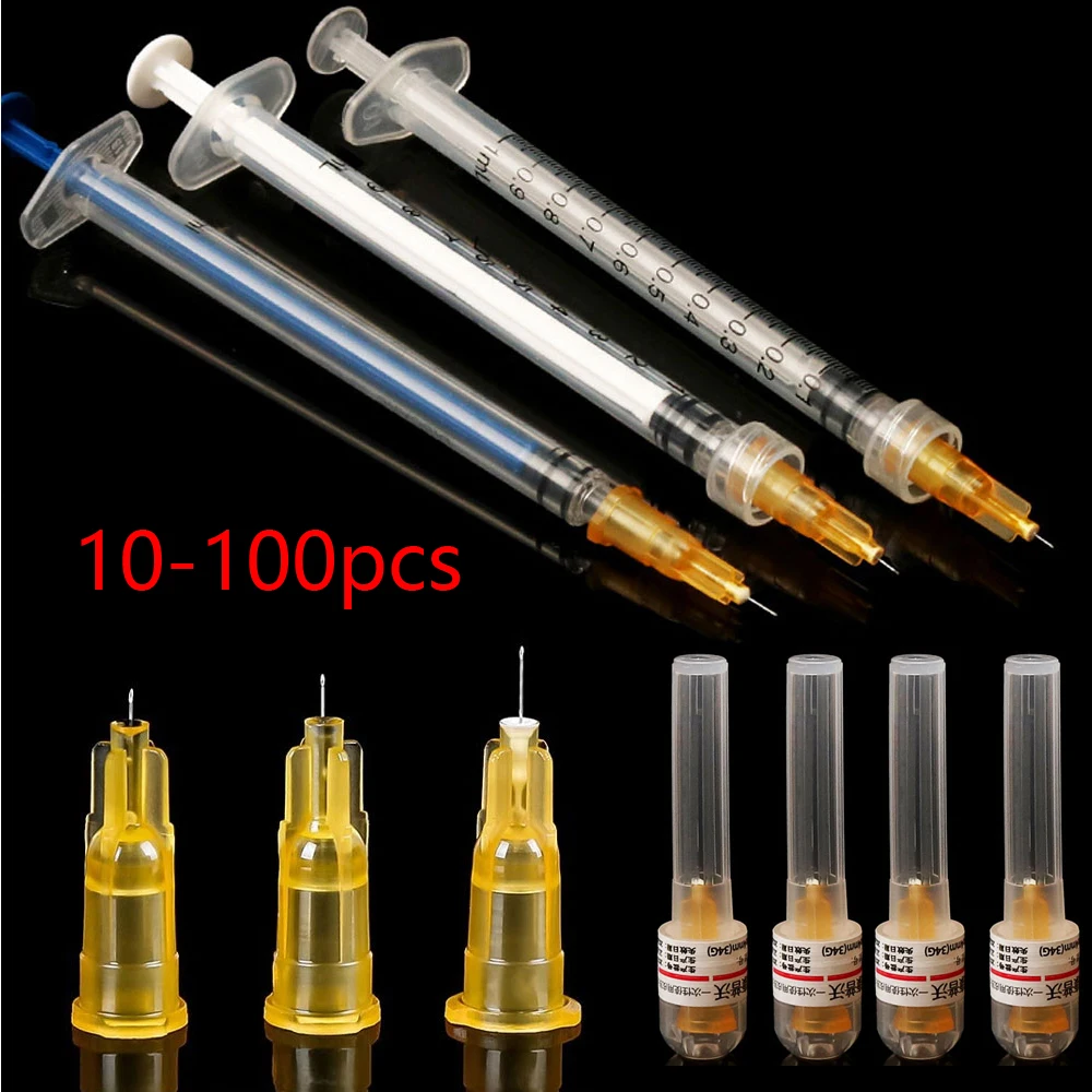 10-100pcs 1.5/2.5/4mm 34G Needle Cosmetic Micro Adjustment Operation Needle Syringe Disposable Pricking Needle