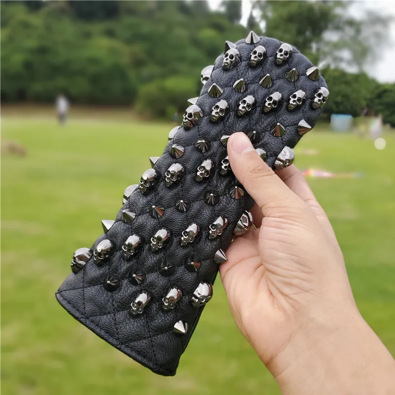 Skull Rivets Golf Club Headcover Driver Fairway Woods Hybrid Blade Mallet Putter Waterproof PU Protector Cover Number Tag New