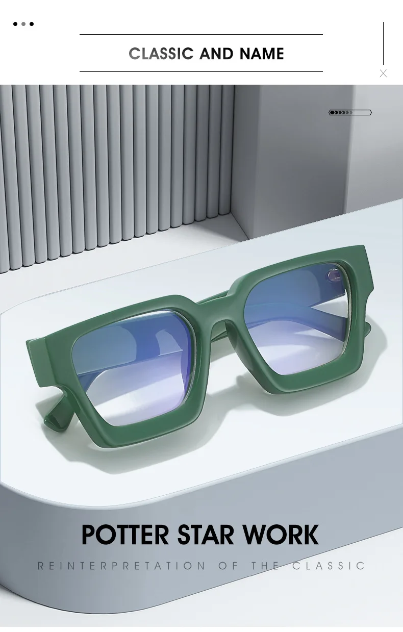 Marke männer Platz Gläser Rahmen Optische Photochrome Blau Licht Lesebrille Retro Große Brillen Klassische Computer Gläser – Detail 2