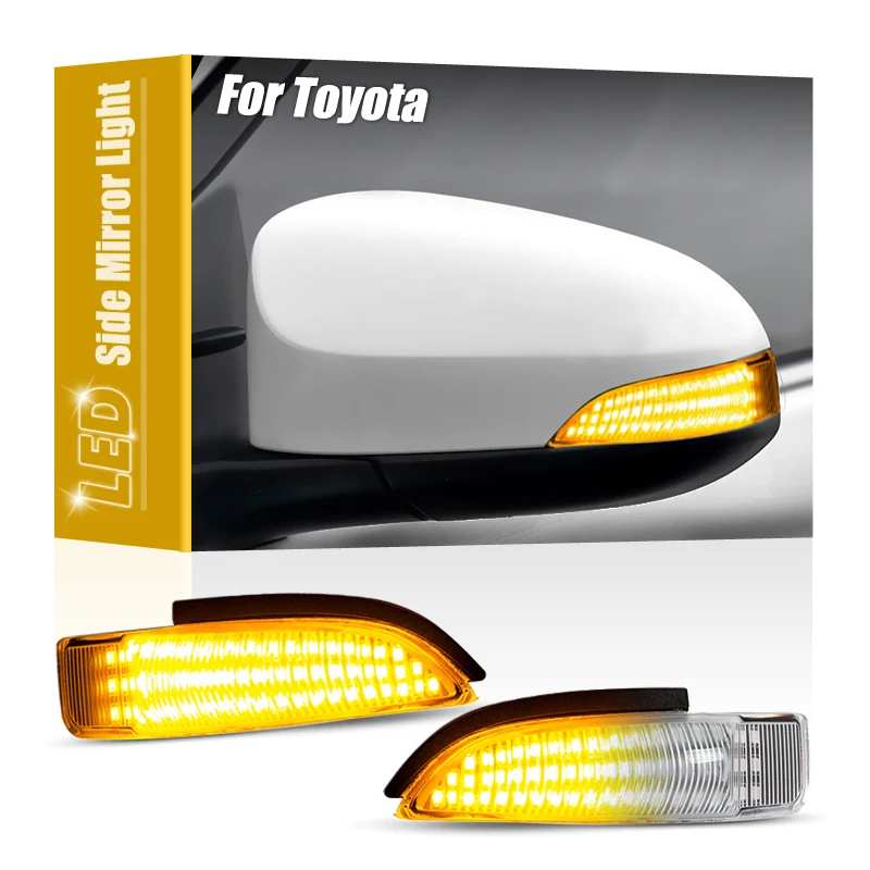 

2Pcs Waterproof Clear Lens LED Side Mirror Dynamic Blinker Turn Signal Light For Toyota Avalon RAV4 Vitz Aqua Auris Premio