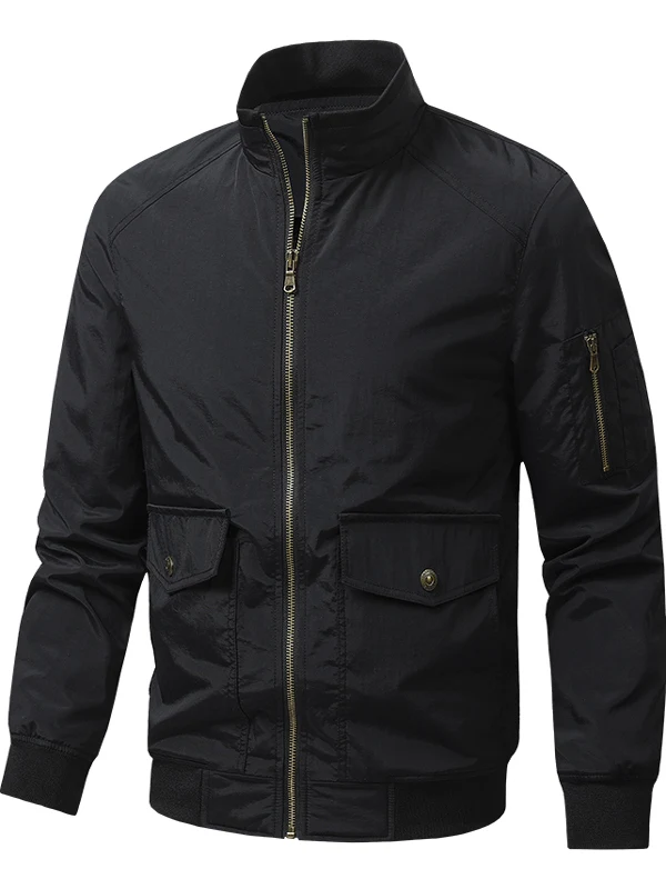 

Men's Casual Outdoor Jaet Spring Autumn 2025 New Faion Workwear Windproof Long Sve Zipper Closure Straight Hem