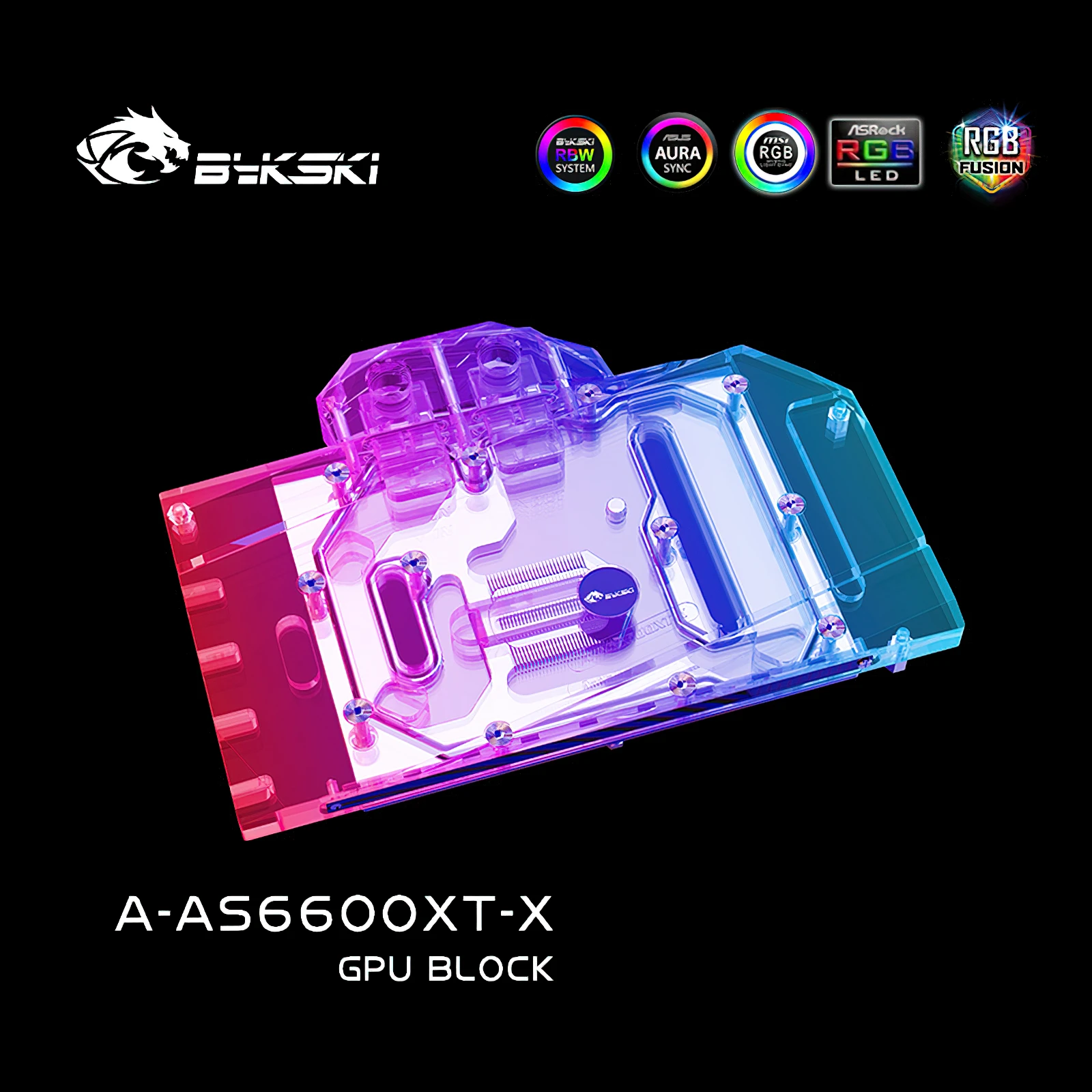 Bykski RGB Wasserkühlungs-GPU-Block für ASUS DUAL RX6600XT O8G A-AS6600XT-X