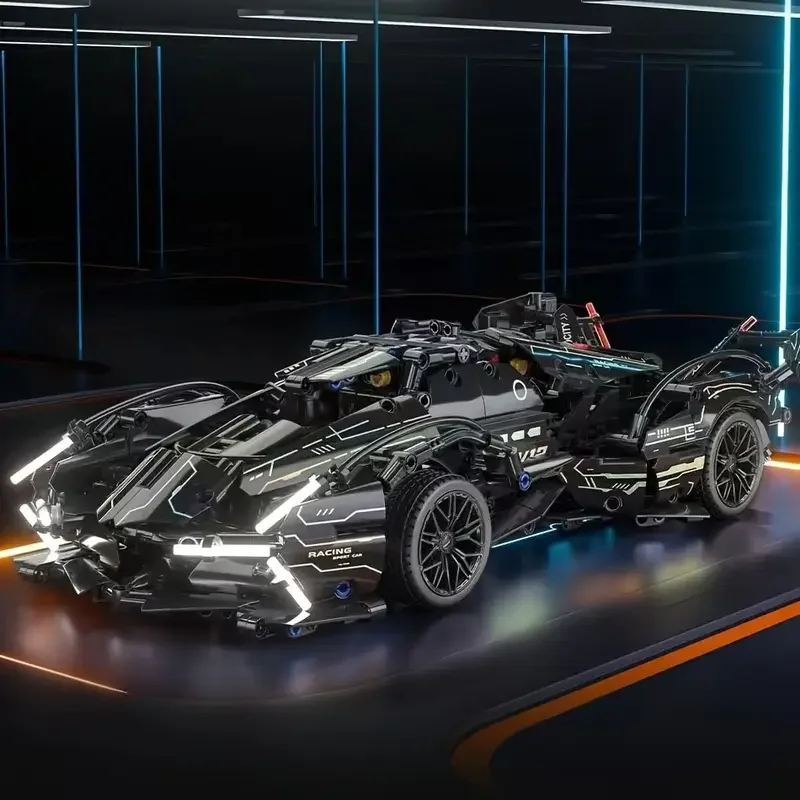 1263피스 패셔너블하고 멋진 블랙 앤 골드 슈퍼카 블록 세트, 고품질 ABS 플라스틱 DIY 조립 장난감 자동차