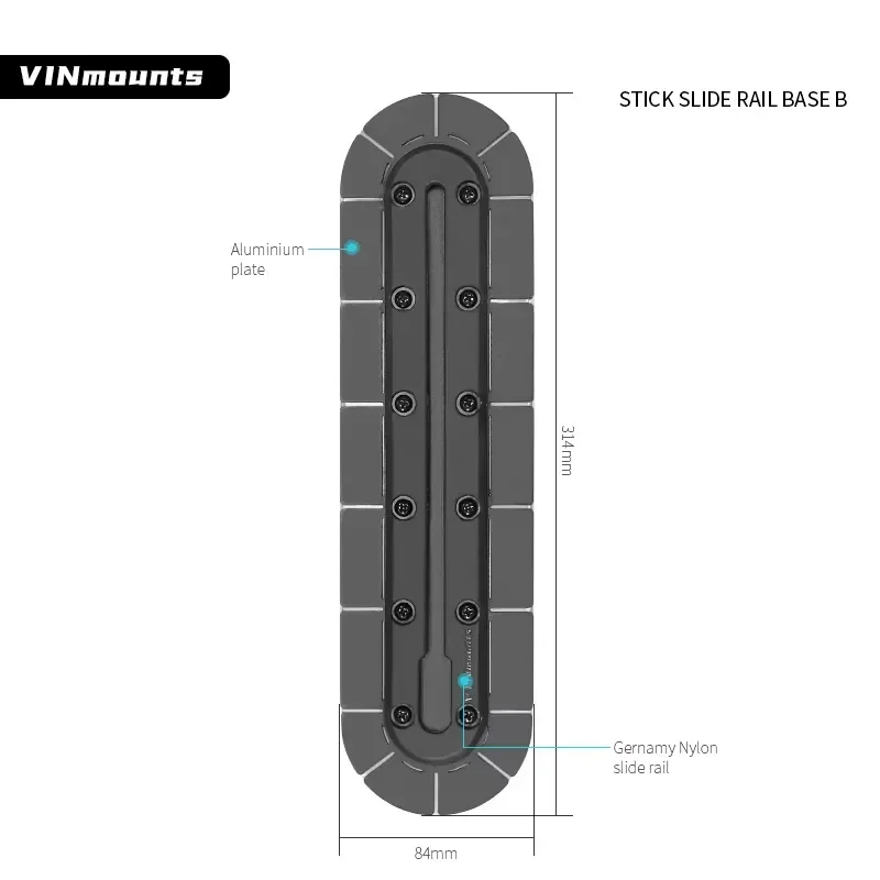 STLF 12''' Long Tough-Track Mount with Powder Coated Steel Base for Vehicle Mobile Device Mounting Brackets VIN-TYQ-002-DG