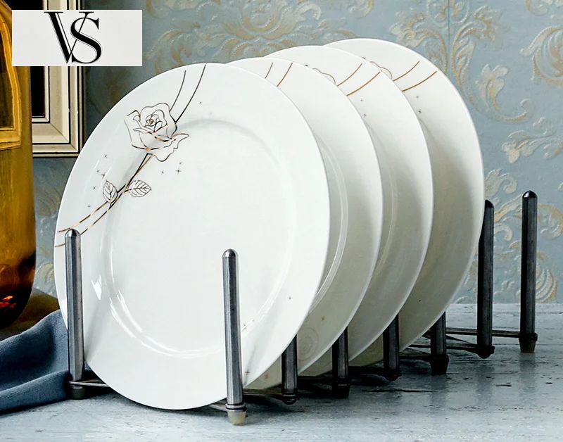 Plates and Sets Gold Rose Designed Wedding Chinese Charger Dish White Ceramic 4pcs Set 8 Bone Inch China Dishes