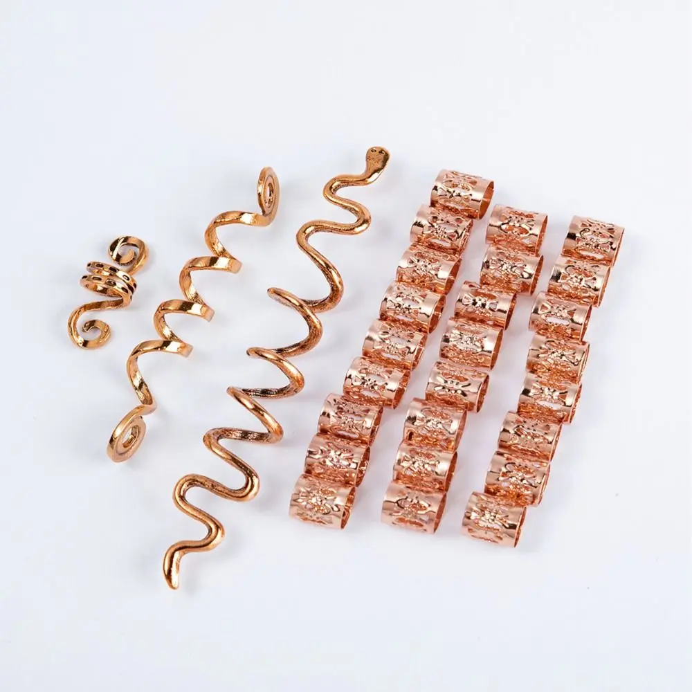 

28pcs/set Decoration Alloy Hair Ring Clips Silver Curve Dreadlocks Beads Snake Golden Viking Celtic Knot Party