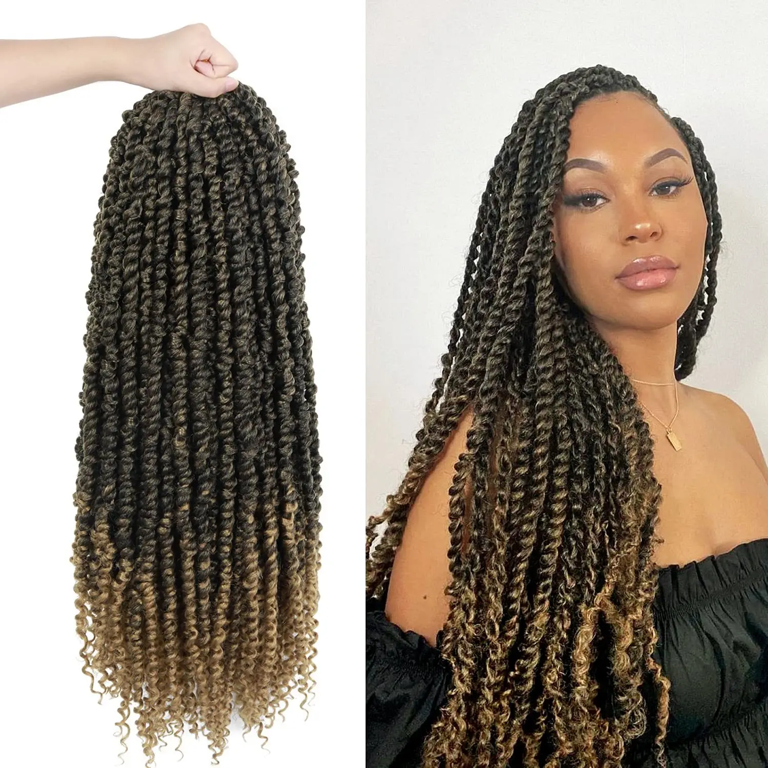 8 Packs Light Brown Pre-Looped Passion Twists Braiding Synthetic Hair, 12/18 Inch Pre-Twisted Short Passion Twist Crochet Hair