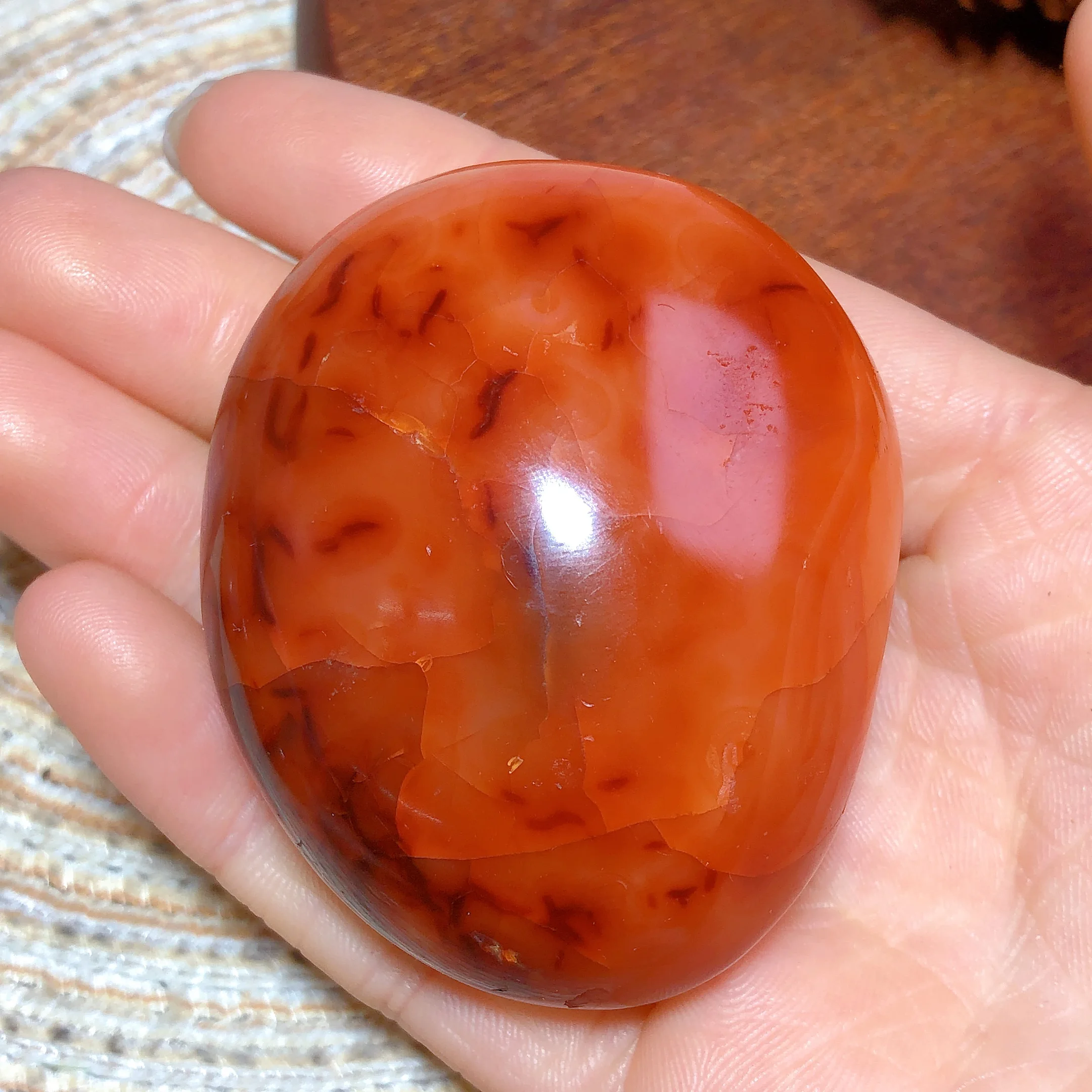 Natural Crystal Carnelian Druzy Geode Scintillating Palm High Quality Oval Point Mineral Rare Precious Stone Gift