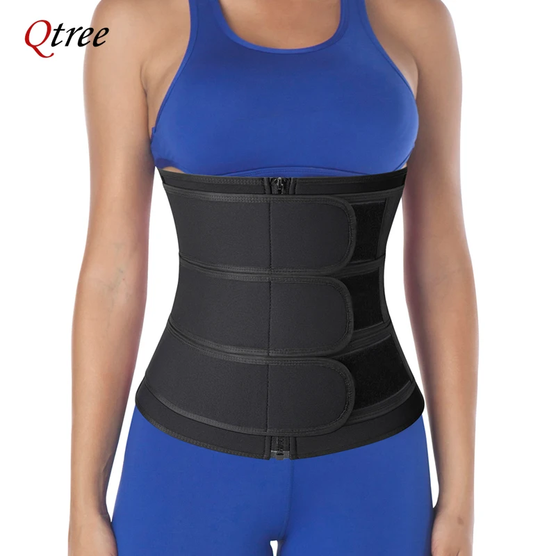 Qtree Women Waist Trainer Neoprene Belt Weight Loss Cincher Body Shaper Tummy Control Strap Slimming Sweat Fat Burning Girdle