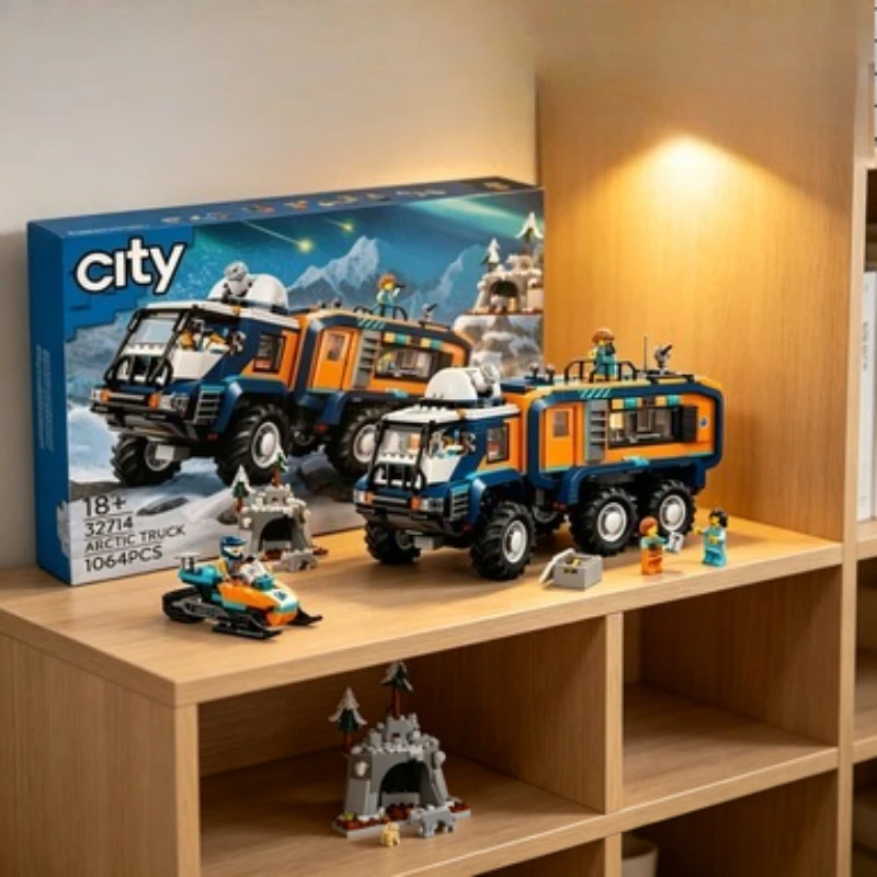 

Bandai 60471 City Arctic Lab Truck 1064PCS Blocks 3 Wolves Party Favor Birthday Present compatible with LEGO bricks