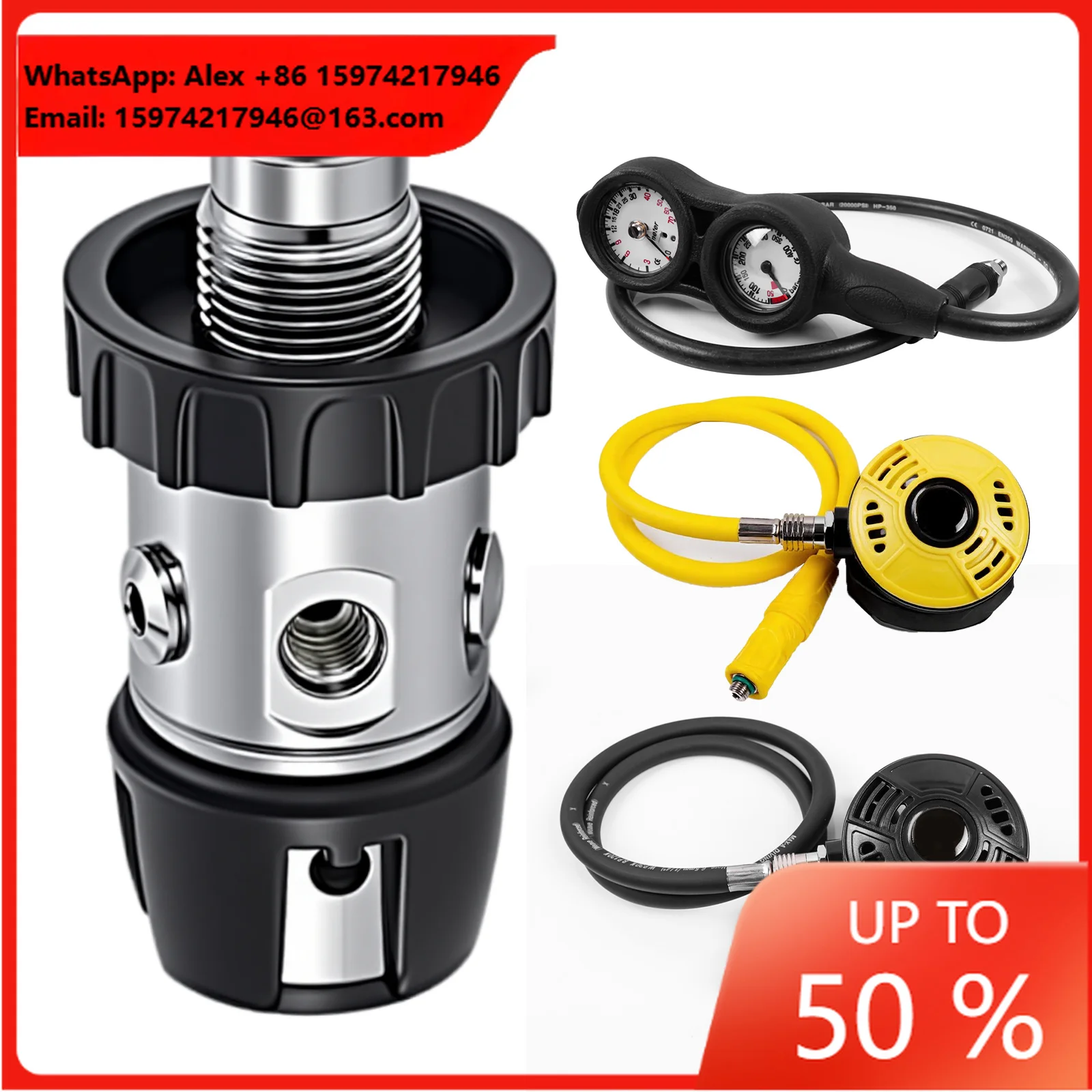 DEDEPU Scuba 1st & 2nd Stage DIN Diving Octopus Regulator Set Plus Submersible Gauge For Professional Divers