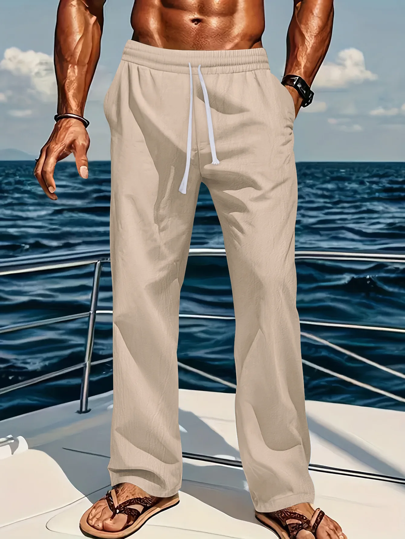 

New linen loose And Comfortable Men's Breathable And Fashionable Cotton And linen Long Pants, Fitness Yoga jogging Sports Pants