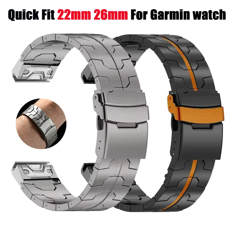 

Титановый металлический ремешок для Garmin Fenix 8 47 мм 51 мм Instinct 2X Solar Epix Pro 51 мм, ремешок Quick Fit 22 мм 26 мм для умных часов Garmin