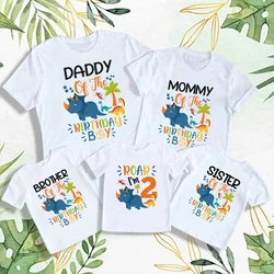 Dinosaur Print Kids 2 Year Birthday Family Matching Clothes Dad Mom Bro Sis Birthday Boy Shirt Tee Birthday Crew Outfit T-shirt