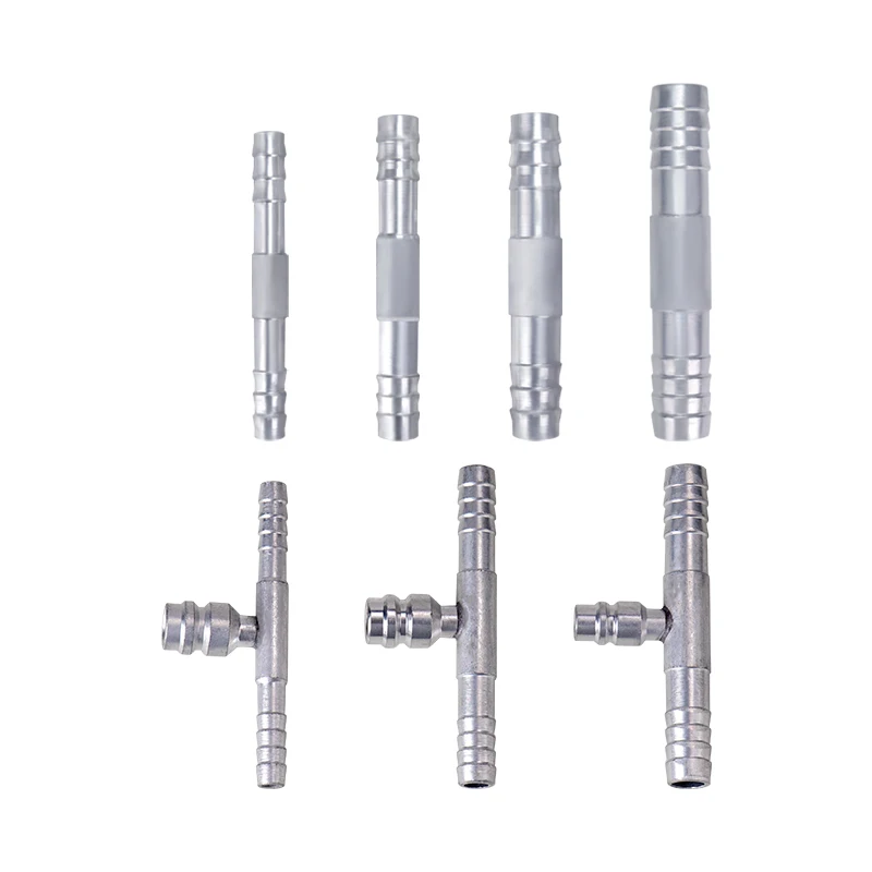 

#6 #8 #10 #12 Straight Splice Push in Fitting With Gas Nozzle Aluminium Air Conditioning Refrigerant Hose 3/8 1/2 5/8 3/4