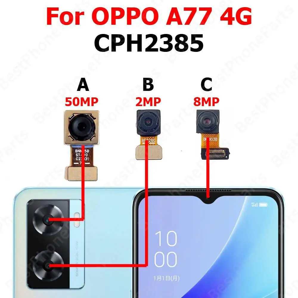 Rear Front Camera For OPPO A77 4G CPH2385 Backside Facing Frontal Selfie Back Camera Module Mobile Phone Parts
