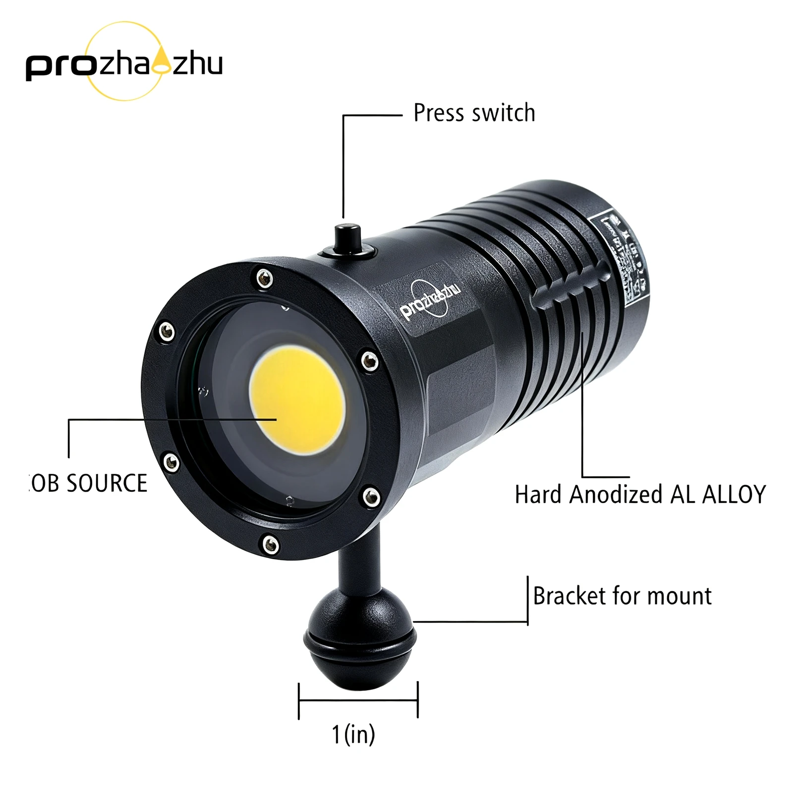 

2026unique PROZHAOZHU DL-V50 12000 Lumen COB Wide-Beam Rechargeable Aluminum Alloy IP68 150M Underwater Diving Light for Videogr