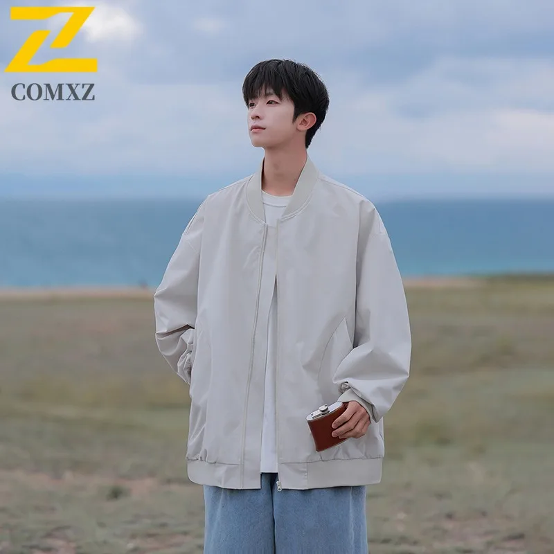 

COMXZ Мужская куртка Модная свободная посадка Легкая дышащая ветрозащитная куртка для путешествий Кемпинг Туризм Бейсбольное пальто Высокомодная верхняя одежда