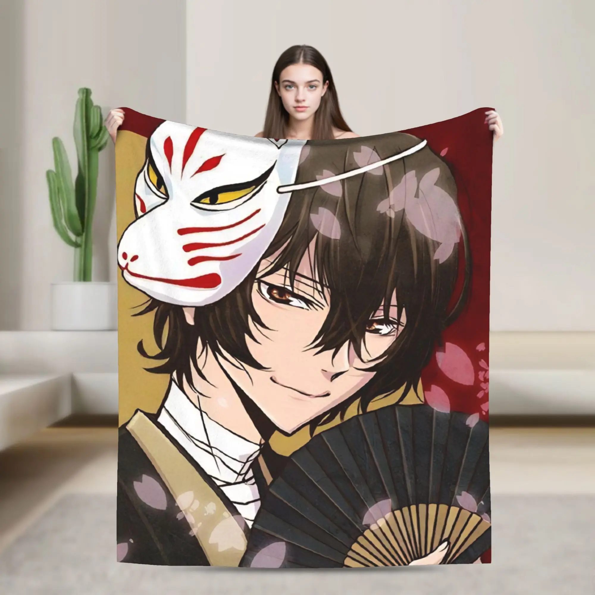 Dazai Bungo Stray Dogs   Flannel Blankets Winter  Soft Durable Throw Blanket  Living Room Fluffy Bedspread Sofa Bed Cover