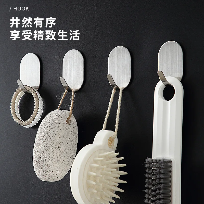 Heavy-Duty Adhesive Wall Hook Set for Kitchen Bathroom Tools – 10-Piece Carbon Steel Single Hooks – No-Drill Mounting – Black Wh
