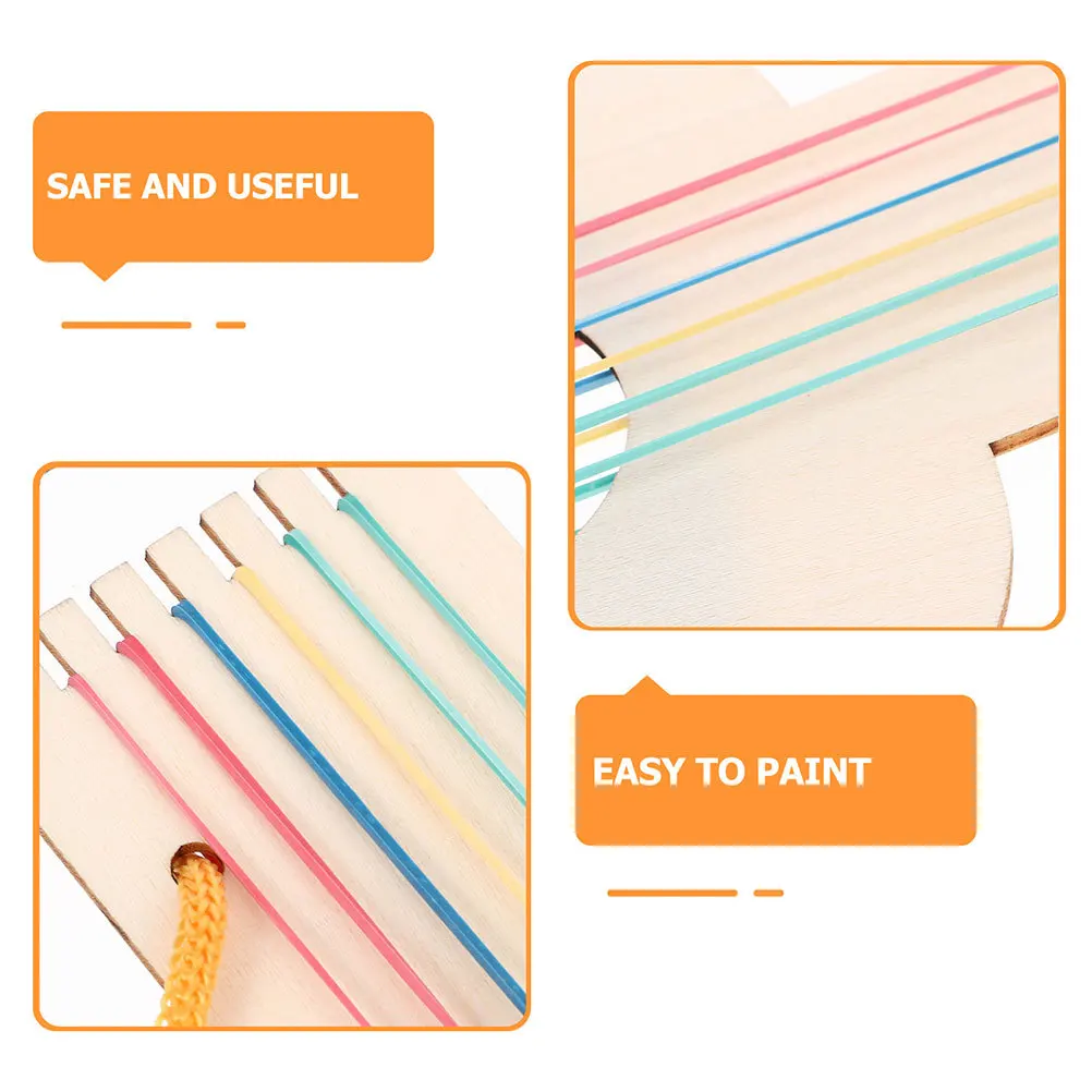 5Pcs Unfinished Wooden Guitar DIY Making Music Instrument for Kids Unique Shape Toy Guitar Unpainted Wooden Guitar,