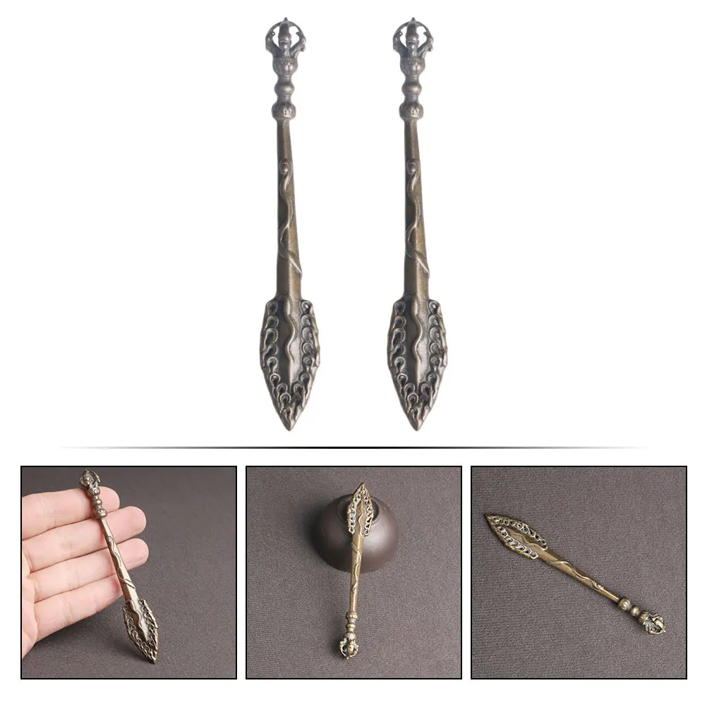

2Pcs Style Brass Vajra Pestle Desktop Decor Exquisite Craft Unique Adornment Home Office Decoration Brass Craft Decor
