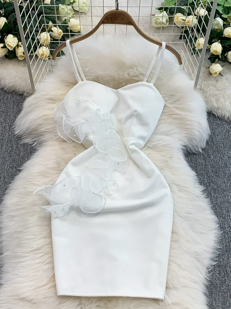 SsTss ผู้หญิง Y2K Neon Mini Dress - 3D ดอกไม้ Appliqué Strapless Bodice ปรับ Strappy กระโปรง 2025 Clubwear ชุดเปลือย