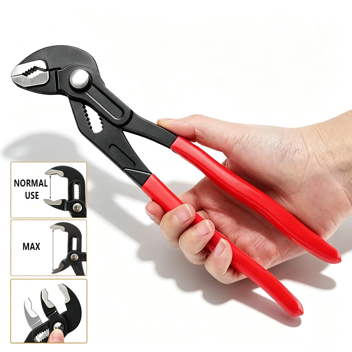 12 Inch Quick-Regulating Water Pump Pliers 310mm Adjustable Pipe Wrench 38.7mm Opening Heavy Duty Red Handle Plumber Electrician