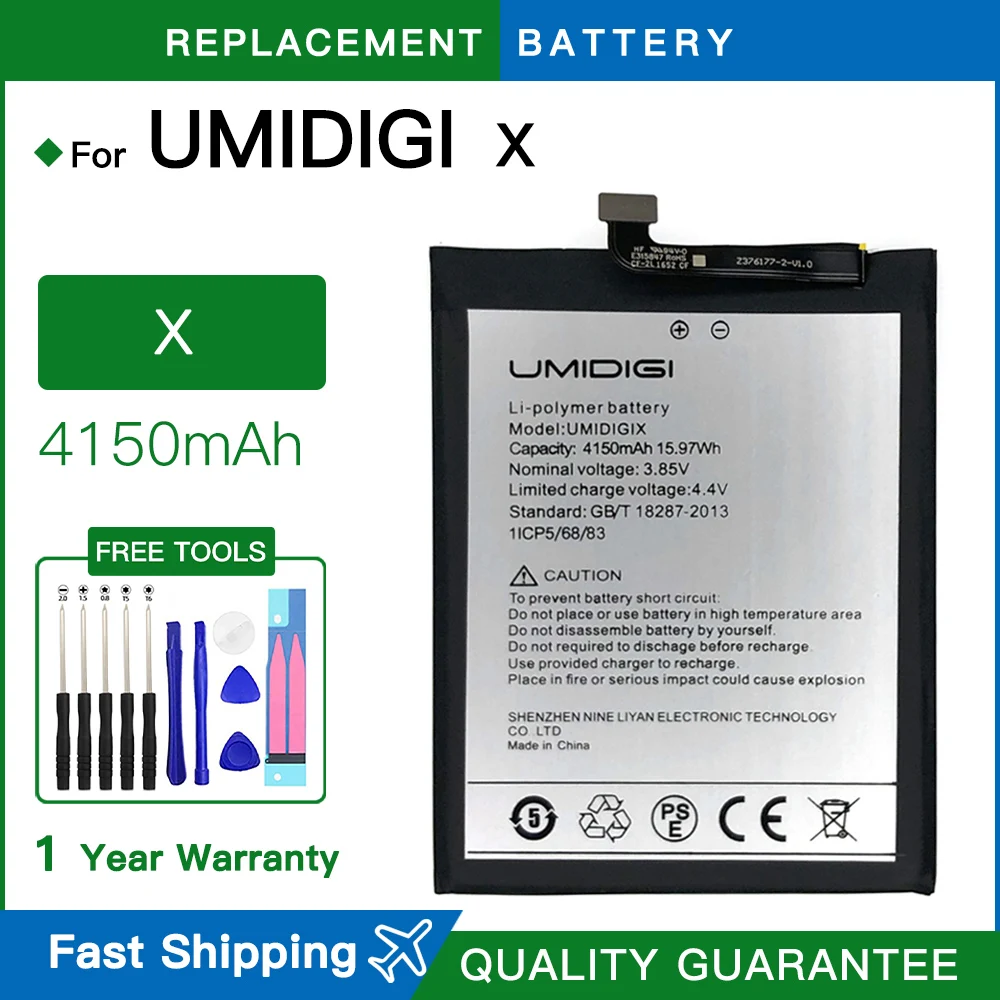 Совершенно новый 100% оригинальный аккумулятор для UMI Umidigi X 4150 мАч, сменный аккумулятор для мобильного телефона