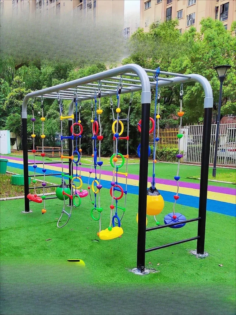 

Outdoor activities in kindergarten, climbing frames, children's swings, physical training, sports equipment, sensory toys