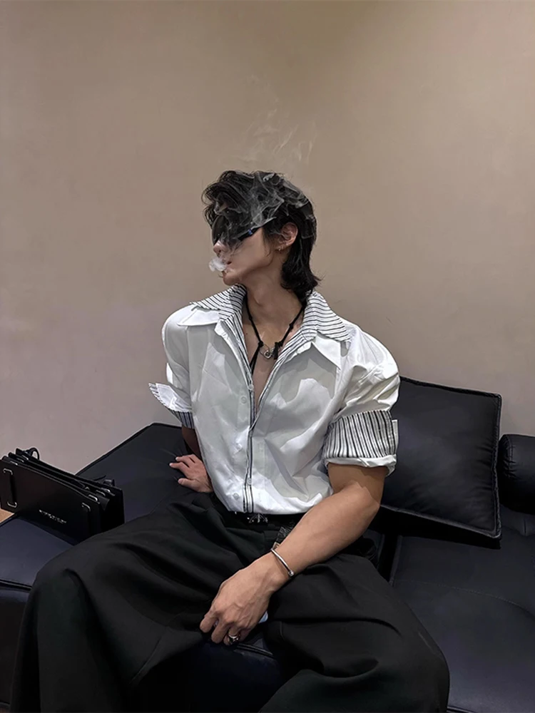 

Мужская повседневная свободная куртка Color Blo в полоску с дизайном из двух цветов, с защитой от сминания, для пар