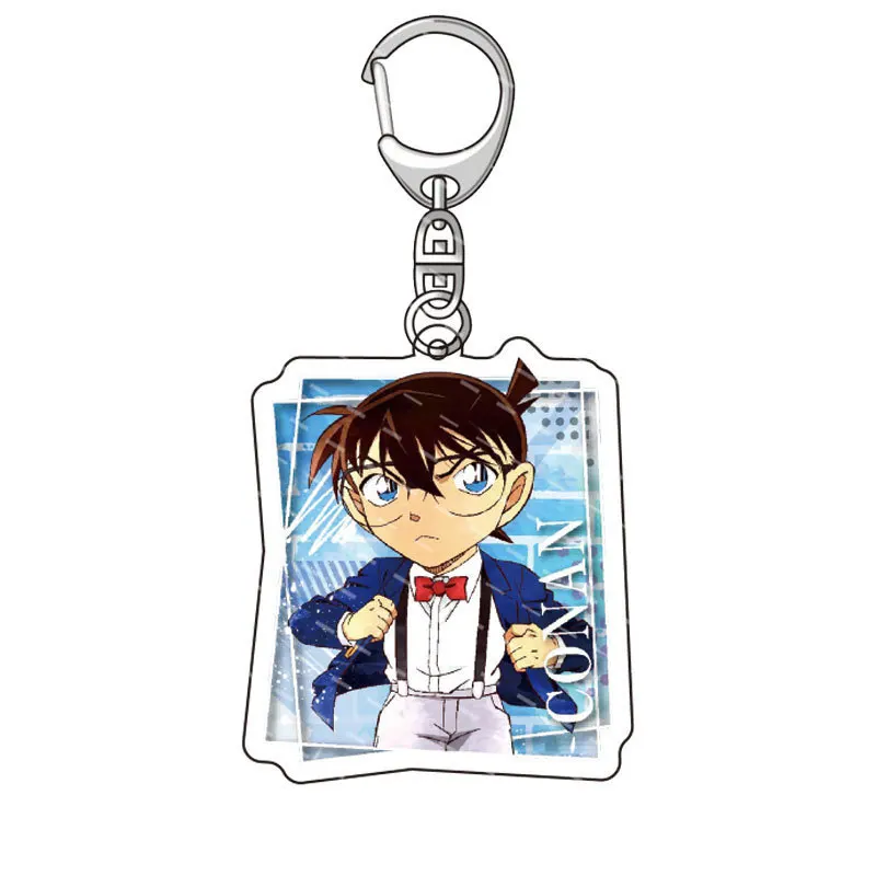 Cartoon Detective Conan Keychain Conan Edogawa Haibara Ai Mouri Ran Cosplay Q Version Figures 6cm Acrylic Pendant Key Chain