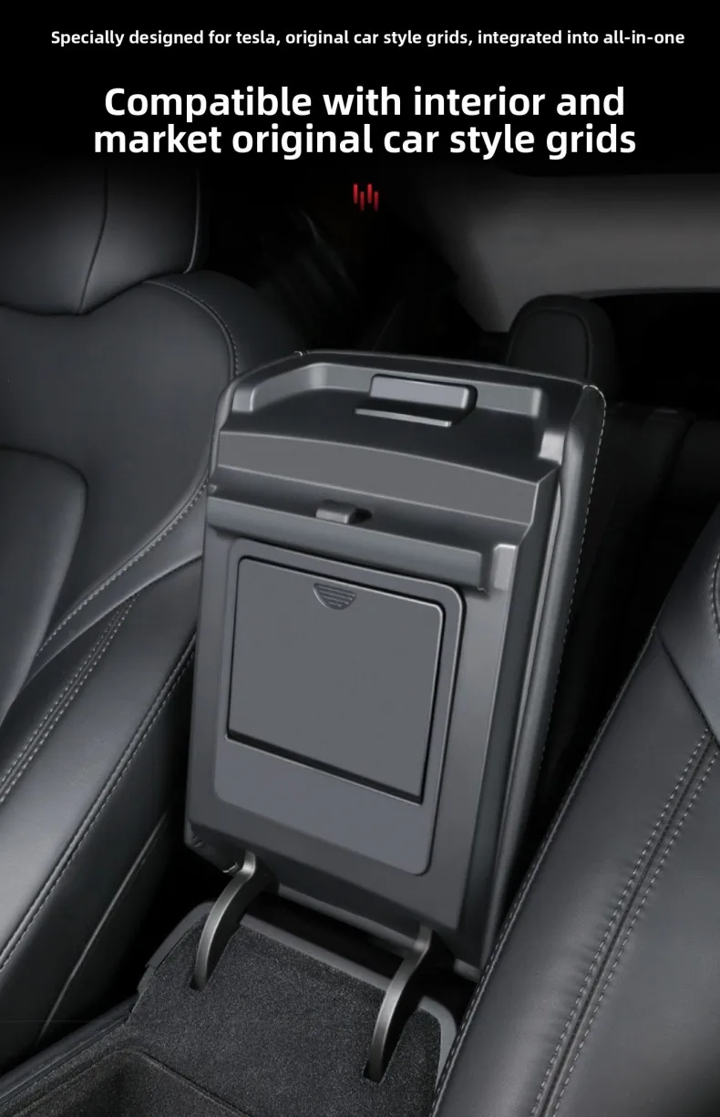 Für Tesla Modell 3 2017 2018 2019 2020 2021 2022 2023 Auto Center Konsole Aufräumen Tablett Armlehne Fall Versteckte Lagerung box Zubehör – Detail 8