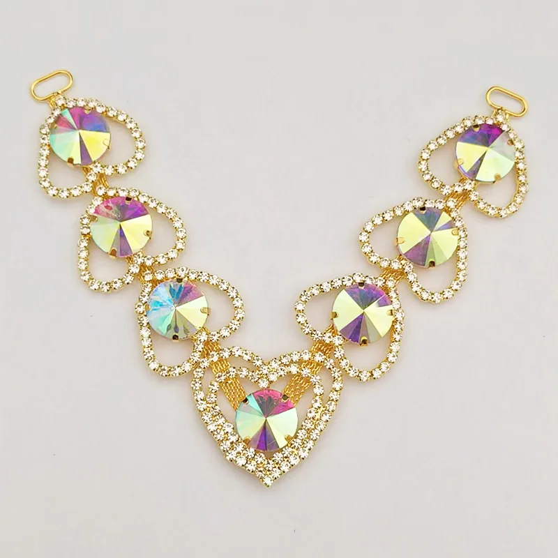 1Pair Heart Crystal Rhinestone Shoe Footware Chain Buckle Bikini Flip Flops Connectors Metal Apparel Bags Cap Garment Sewing DIY