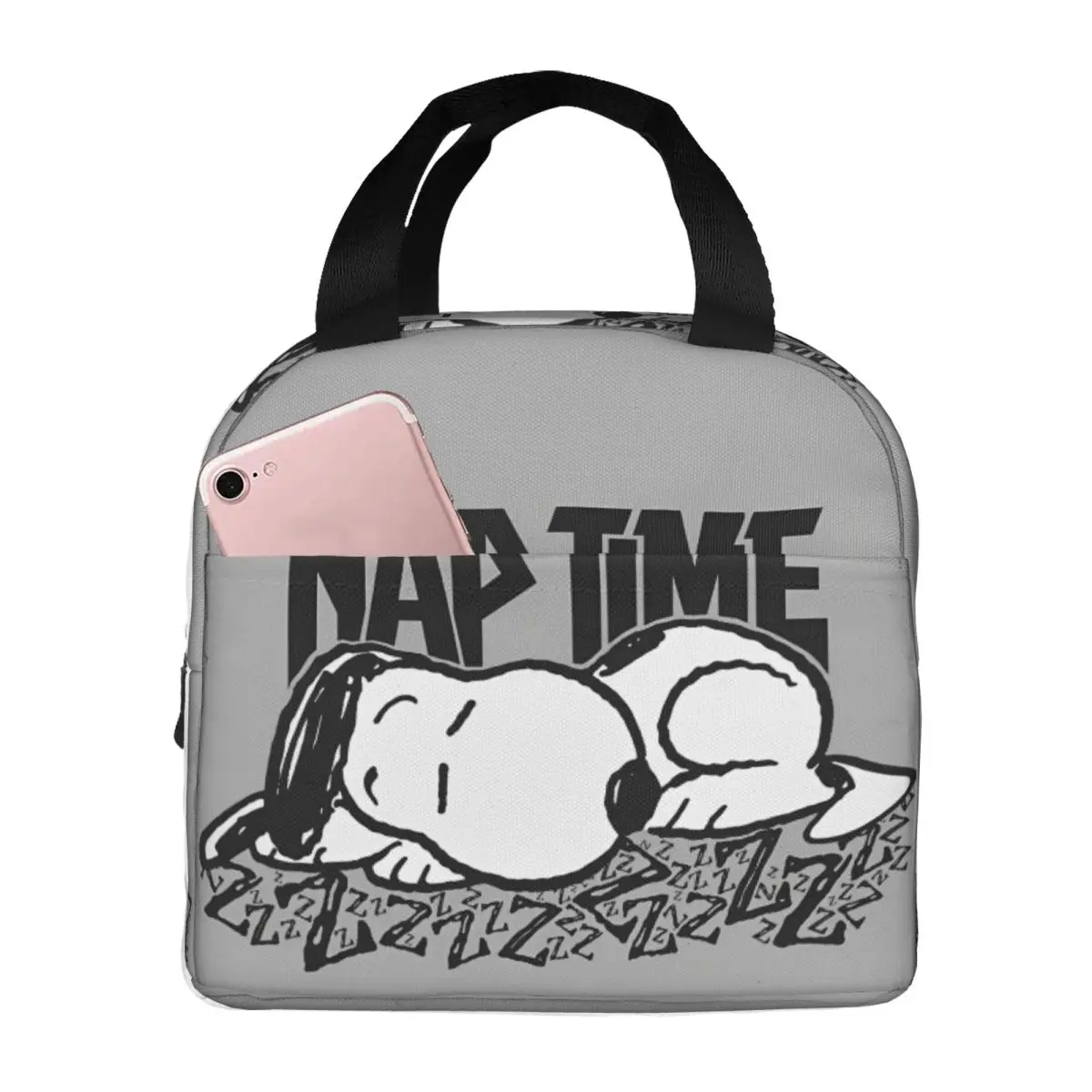 Rock Tees Snoopy Nap Time Lunch Bag Casual Lunch Box For Child Work Portable Insulated Cooler Bag Graphic Thermal Tote Handbags