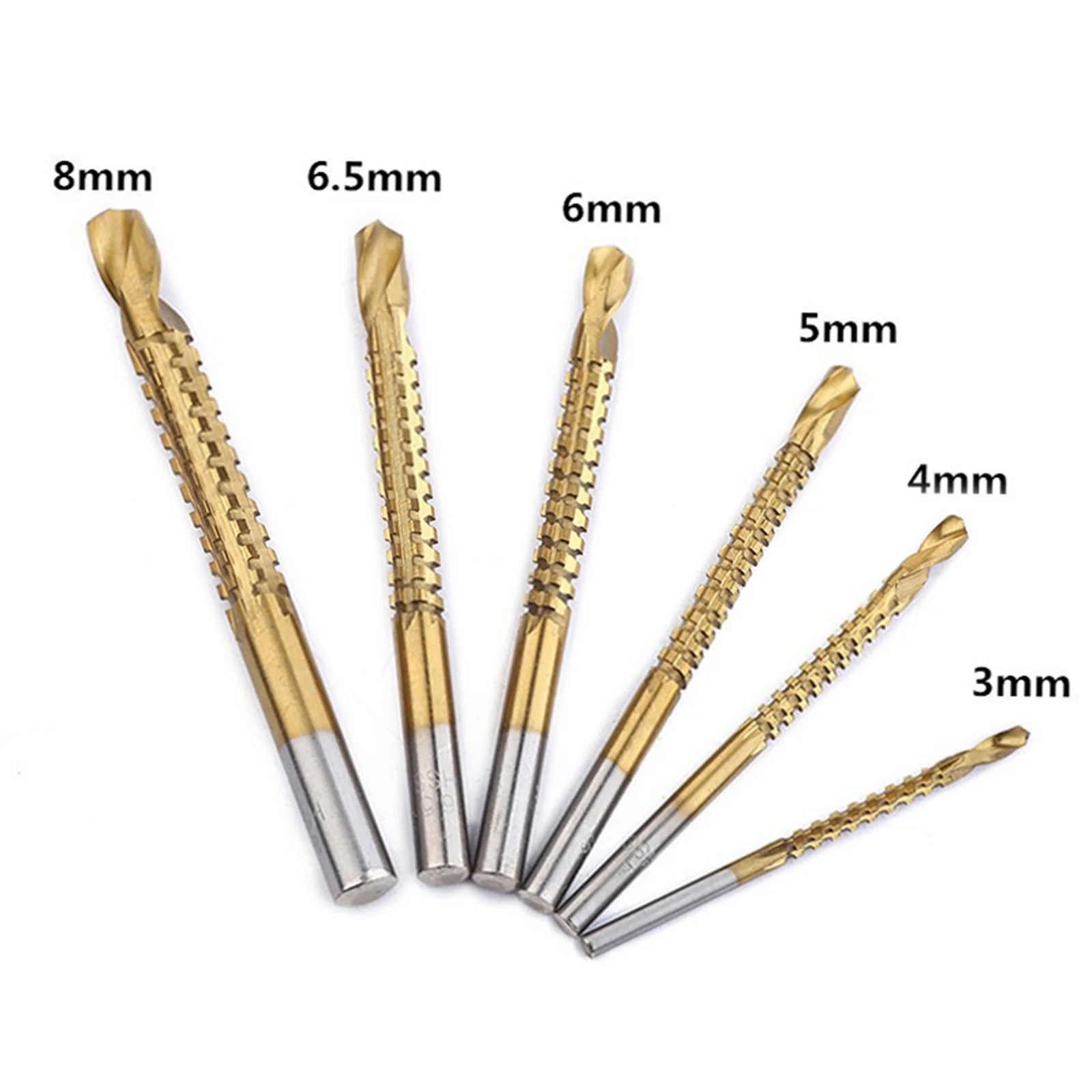 

Titanium Coated HSS Twist Drill Bits 3-8mm Serrated Side Cutting Drill Bit Woodworking Tools Drill Bit Set for Metal & Plastic