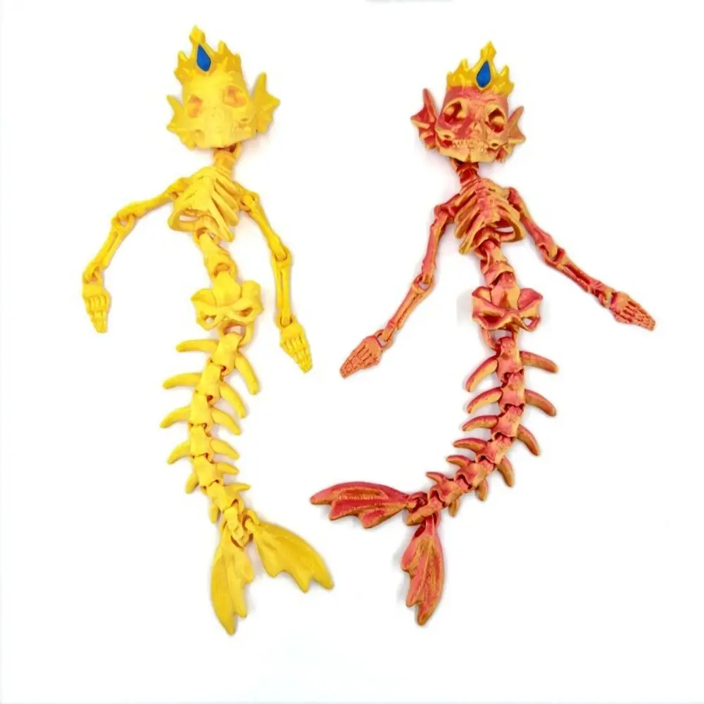 Articulated Movable Joints 3D Printed Mermaid Skeleton Lightweight Sturdy Material Articulated Skeleton Figurine