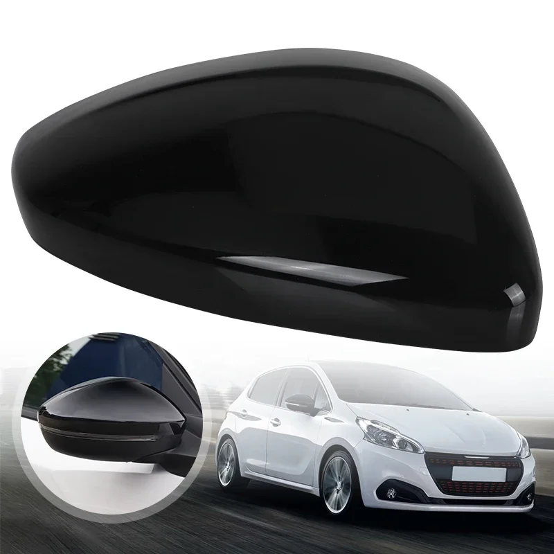 Door Wing Rearview Mirror Cover Cap For Peugeot 208 2008 2012 2013~2019 Citroen C3 2016~2020 Chrome/Black Side Mirror Housing