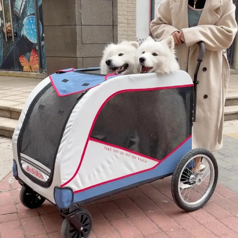 2026 Hot Sale Upgraded Large Giant Pet Stroller for Elderly Injured Sick Giant Dogs Outdoor Travel Transportation Cart