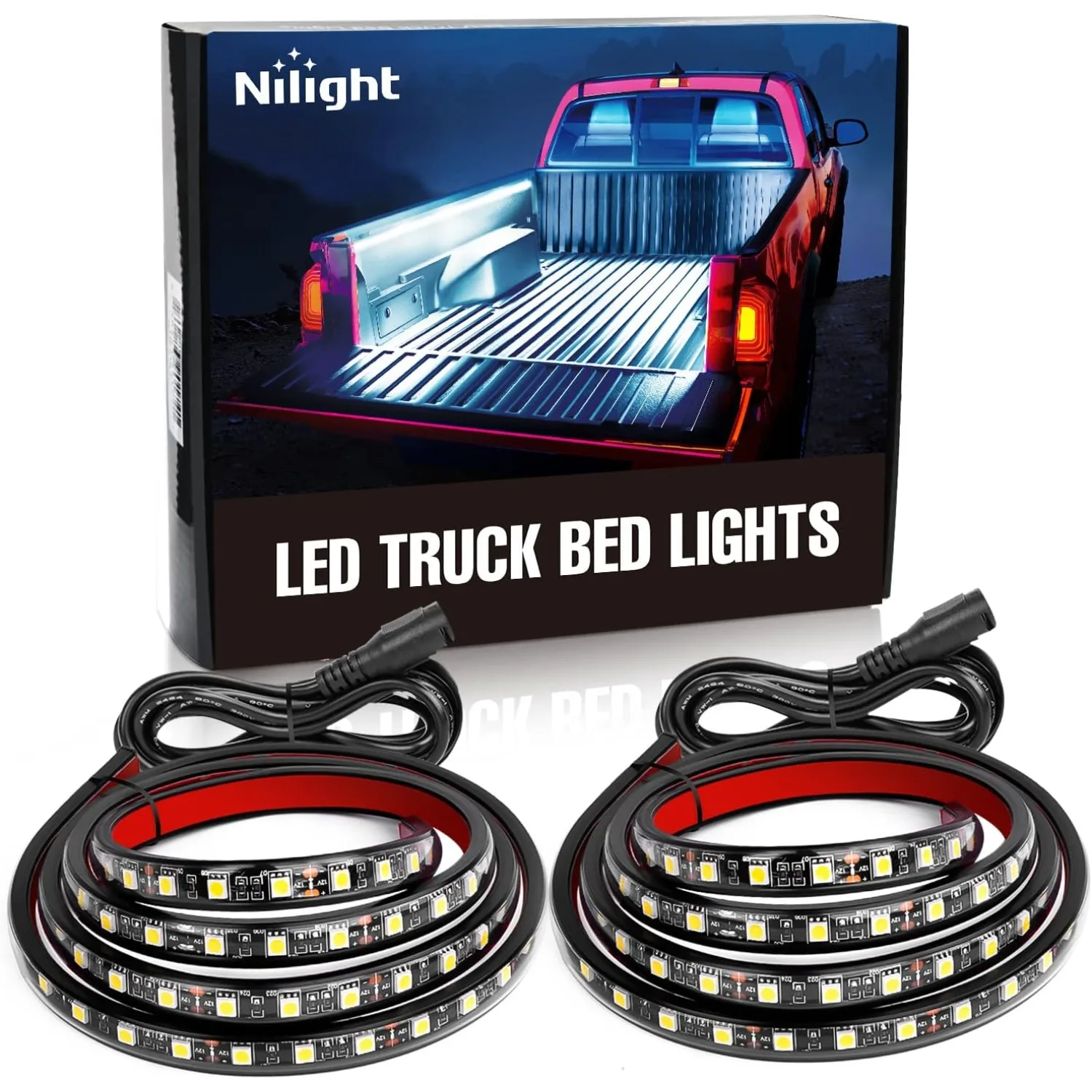Nilight 2PCS 60 Inch 180 LED Truck Bed Light Kit, Waterproof Cargo LED Strip Lights with On/Off Switch, Fuse and Extension Cable for Pickup Truck, SUV, RV and Boat