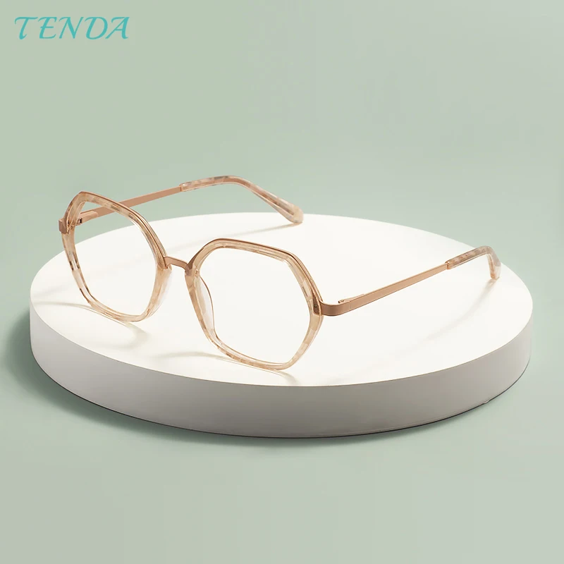 

Hexagon Men And Women Acetate Full Rim With Spring Hinge Spectacles For Prescription Lenses Myopia Reading Progressive Lens