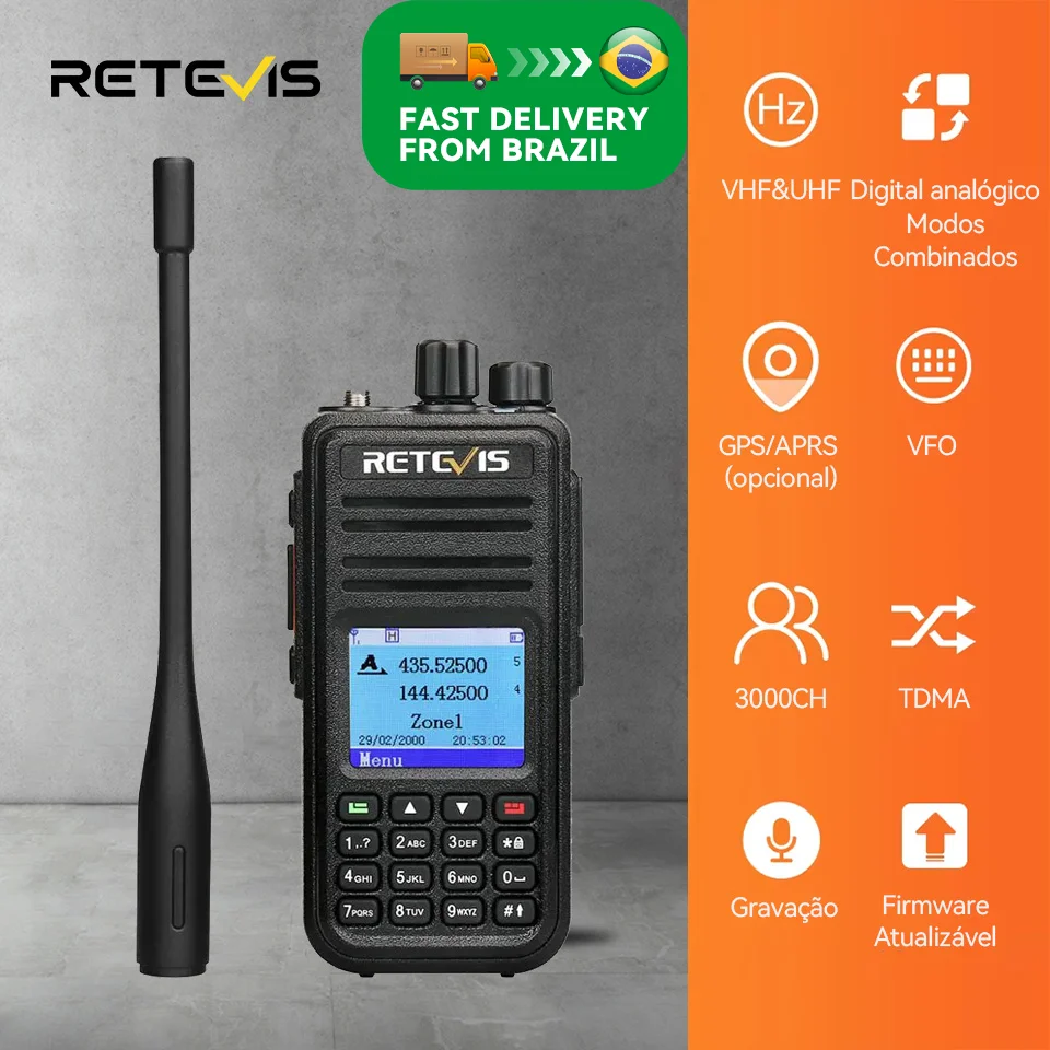 Retevis RT3S radio de comunicação DMR walkie talkie radio cominicador longo alcance FM portátil Digital rádio amador UHF VHF Profesional walkie talkies longa distância radioamador GPS APRS 5W