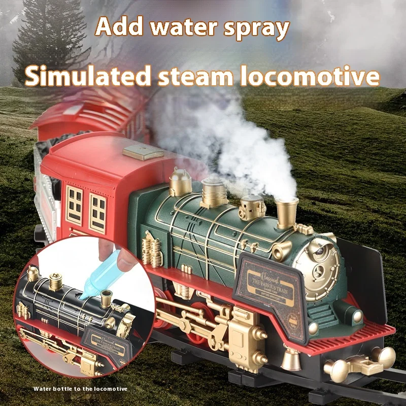 Remote Control Train Toys Steam Locomotive Engine Cargo Car Train Tracks For Kids Christmas Toys Christmas Party Gift For Kid