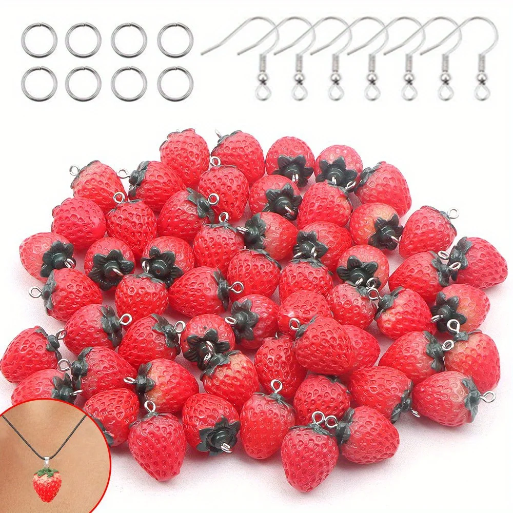 

12/27/54pcs Red Resin Strawberry Pendant Set, DIY Accessories, Christmas, Halloween, Thanksgiving Decoration