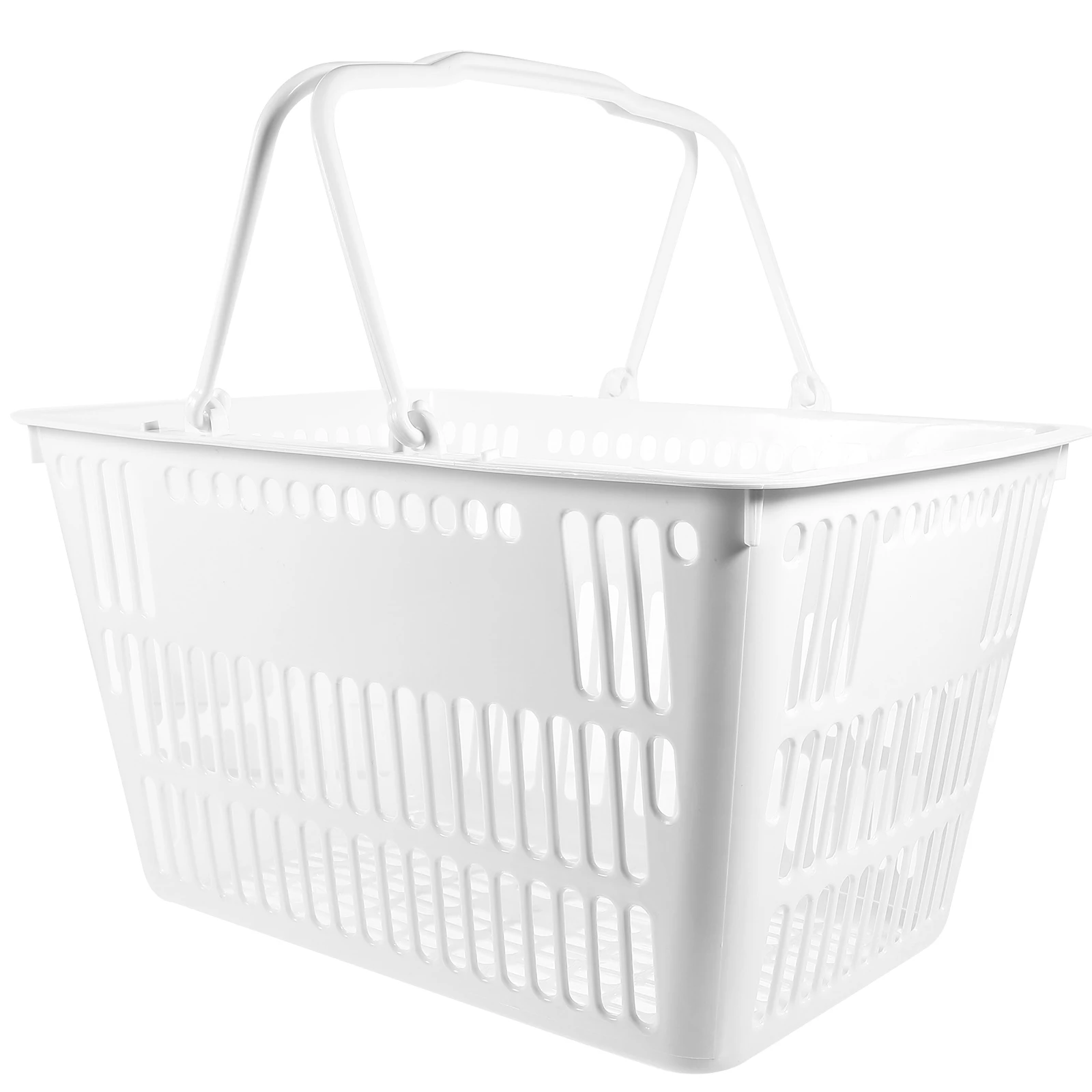 

1pc Portable 18L White Plastic Shopping Basket Strong Bearing Kitchen Storage Bathroom Organizer Grocery Container