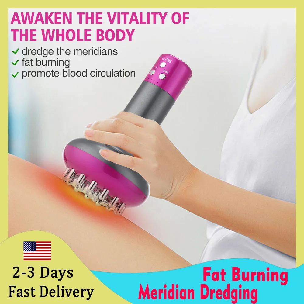 

Интеллектуальная электрическая меридианная щетка EMS, микротоковый вибрационный красный свет, косметический аппарат для всего тела, домашний портативный массаж