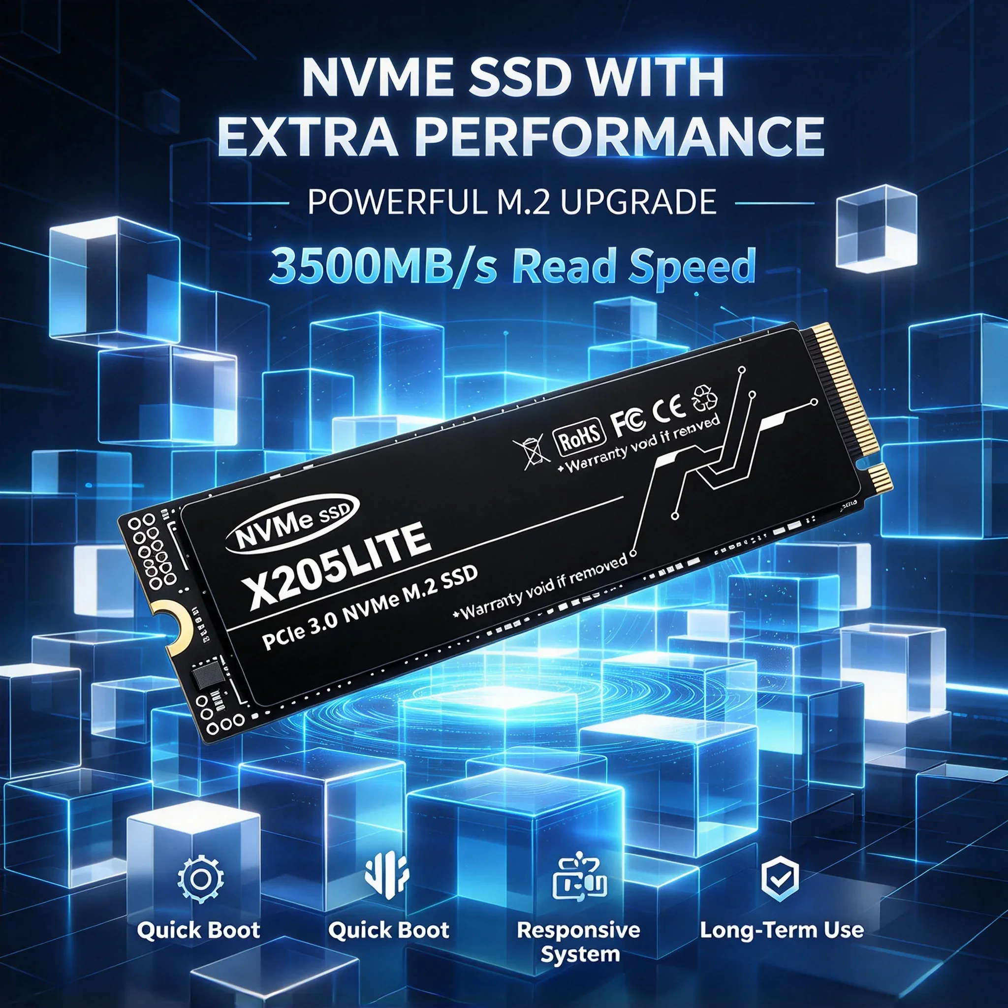 X205LITE M.2 NVMe Inside SSD, 500GB/4TB/1TB/2TB, High Performance Storage, Laptop, Desktop, Gaming, PC. Vanta Pro.