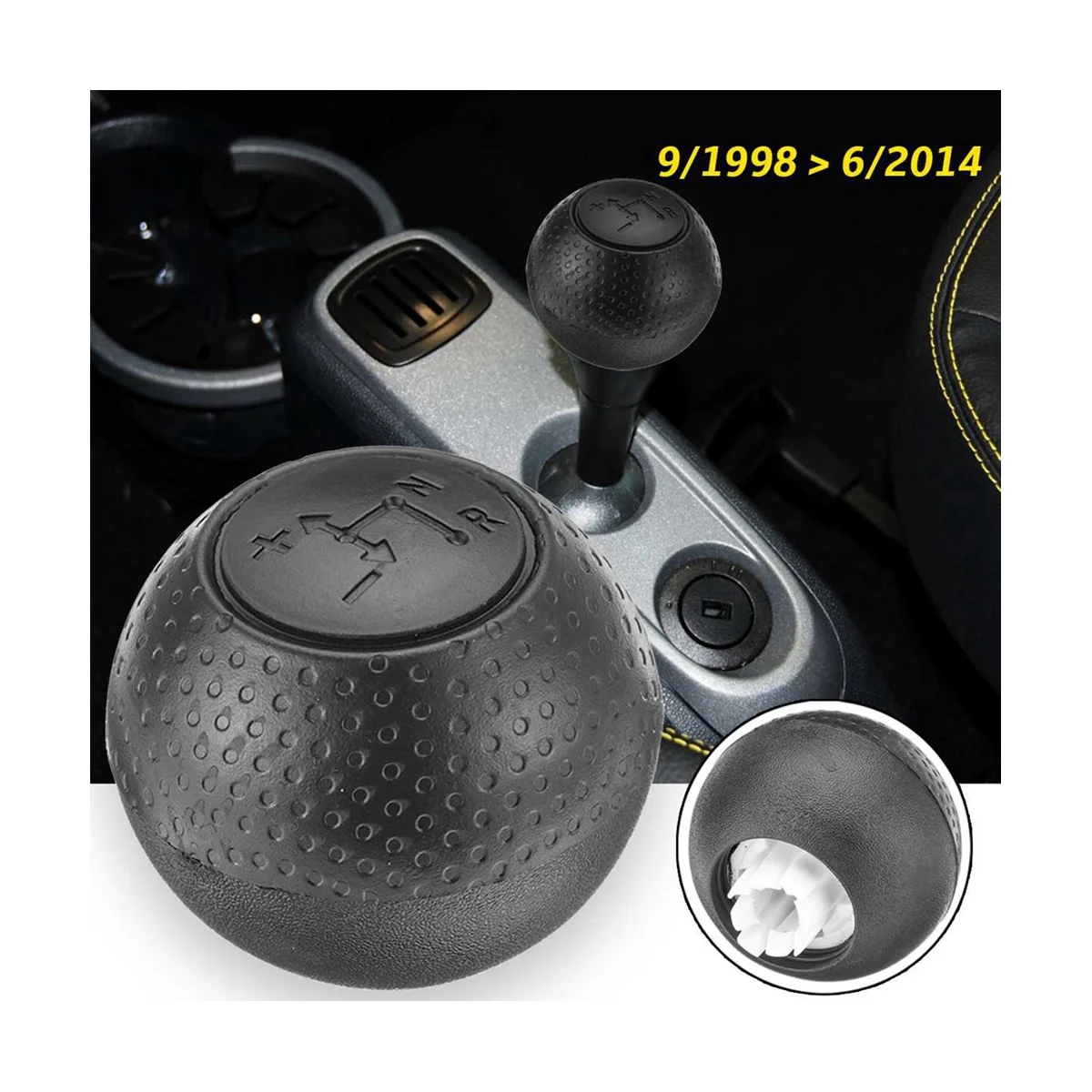 

2PCS Car Automatic Gear Shift Knob Shifter HandBall for Mercedes Smart Fortwo 450 9/1998-6/2014