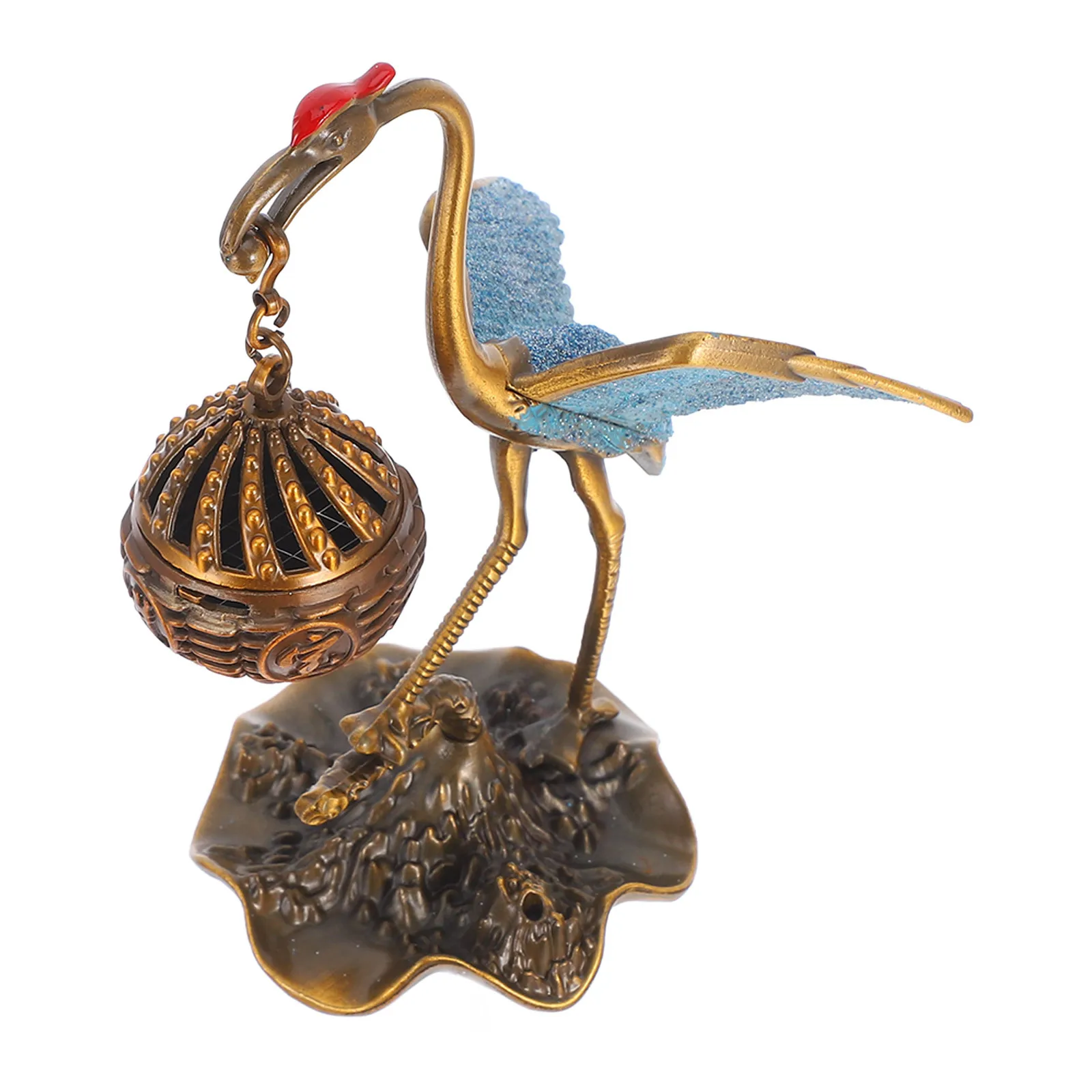 

Alloy Crane Incense Burner Elegant Aroma Holder Chinese Styled Decorative Desktop Ornament Home Decor Easy Clean