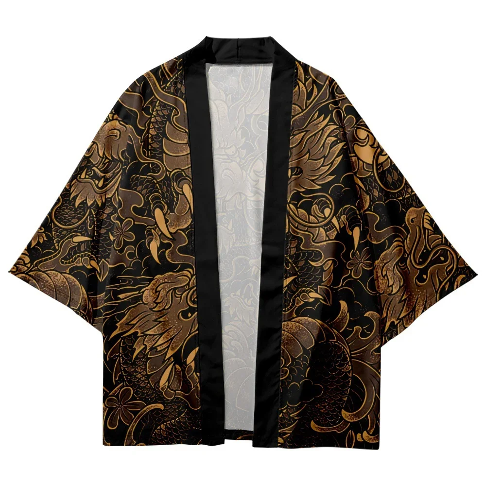 الساموراي كرين سترة التنين طباعة المتضخم Haori النساء الرجال كيمونو تأثيري القمم بلوزة يوكاتا الملابس اليابانية التقليدية